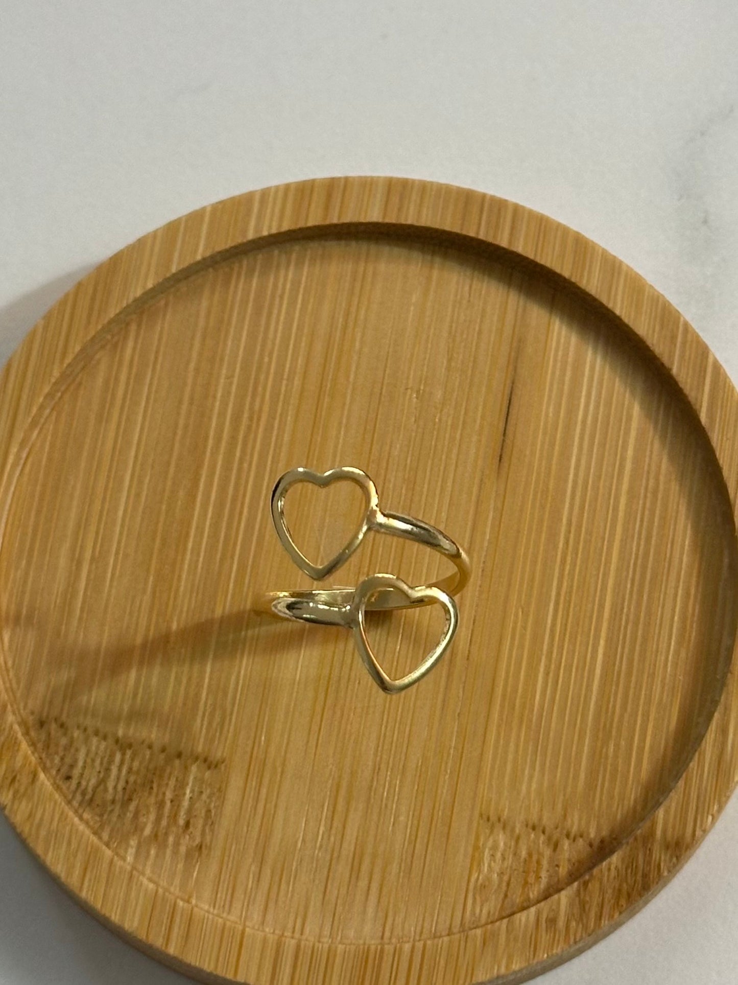 18K Gold 2 Hearts Ring