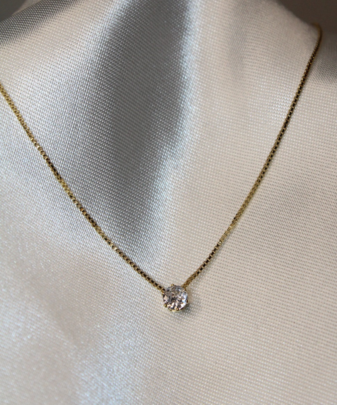 18K Gold Silver stone Necklace