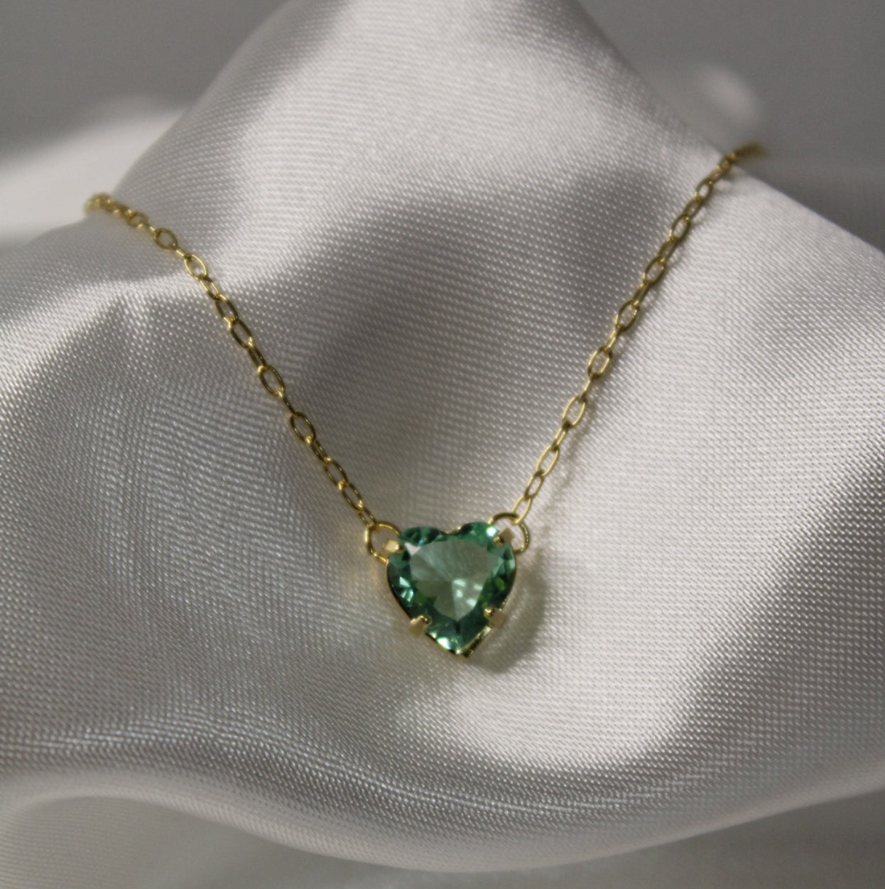 18K Gold Plated green stone Necklace