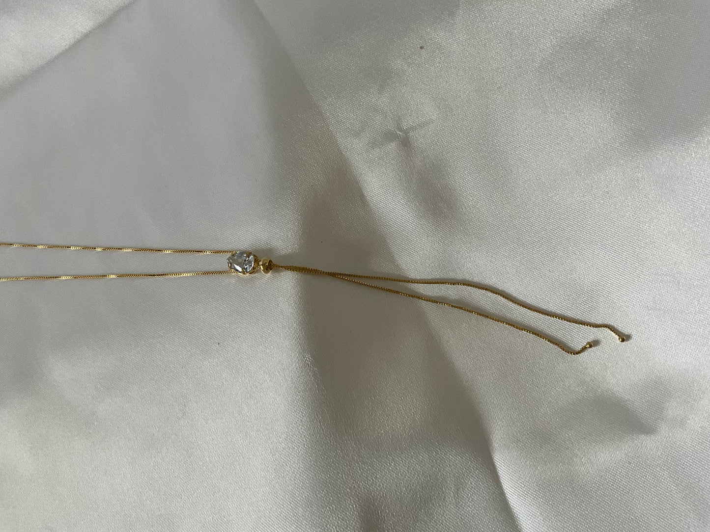 18K Gold Plated long white stone Necklace