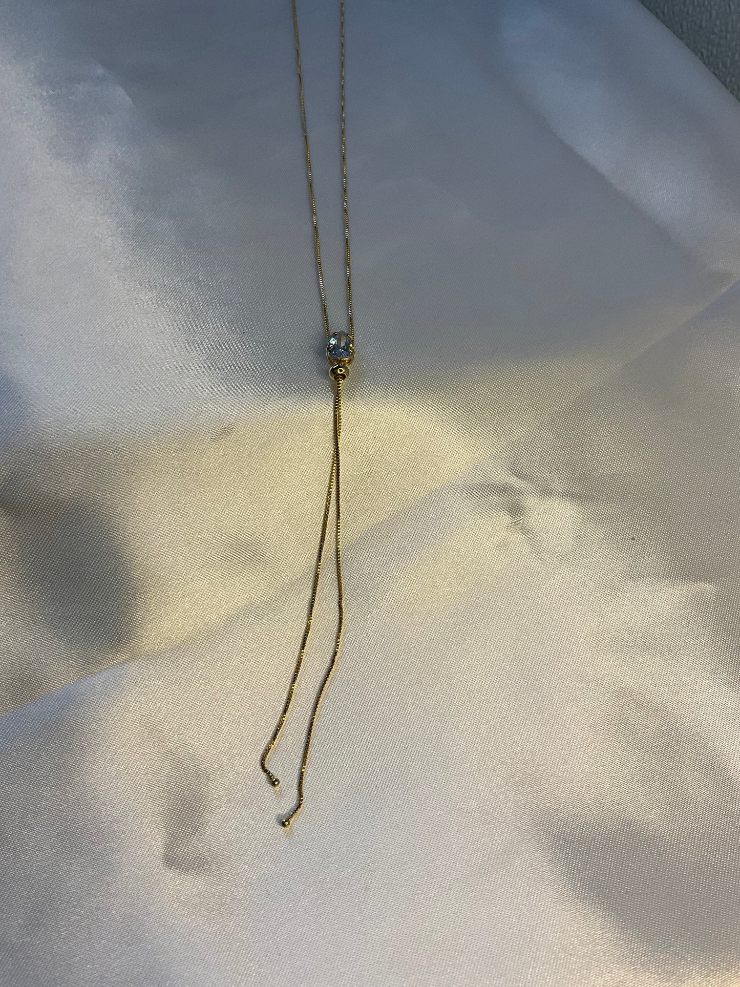 18K Gold Plated long white stone Necklace