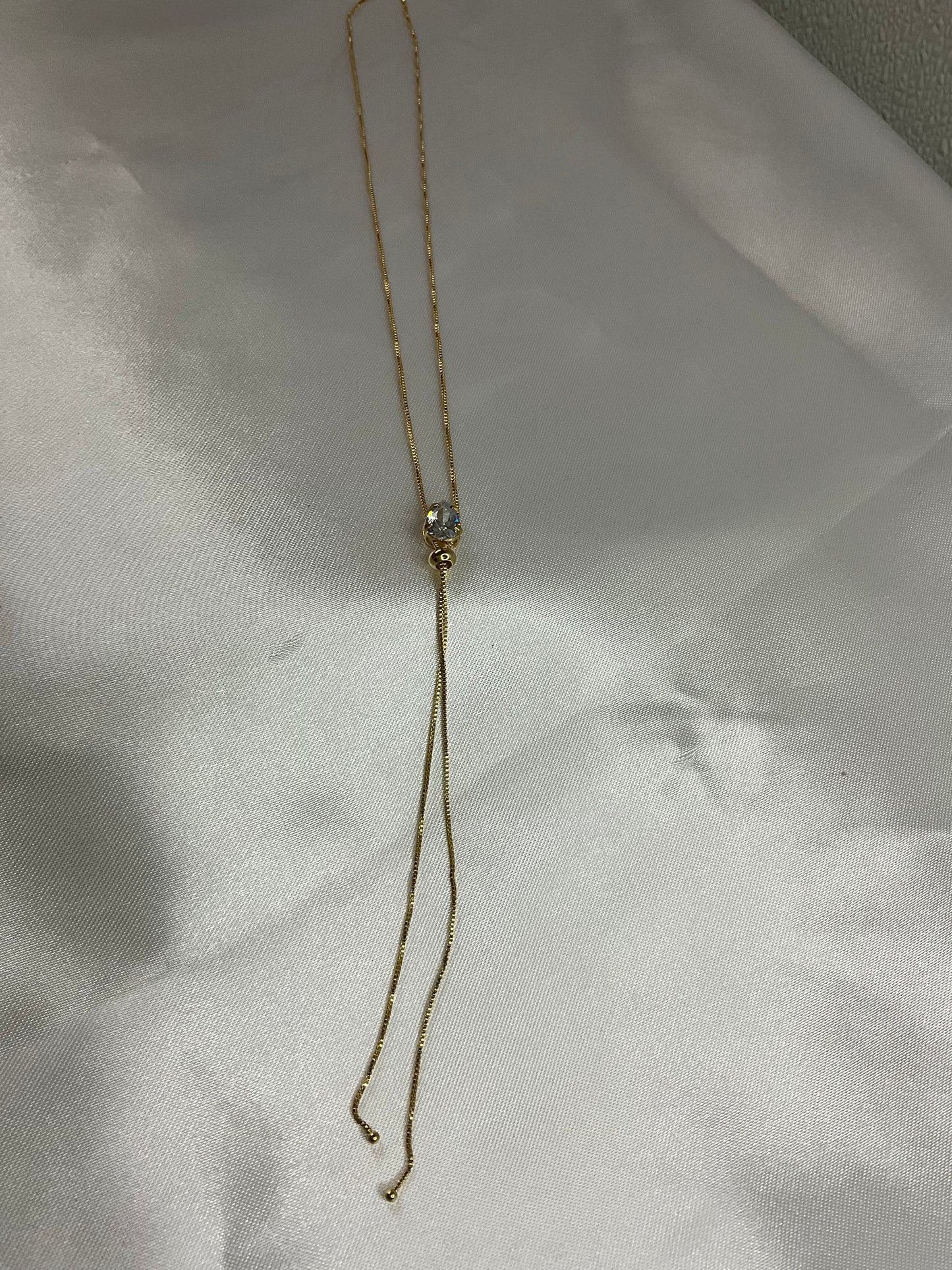 18K Gold Plated long white stone Necklace