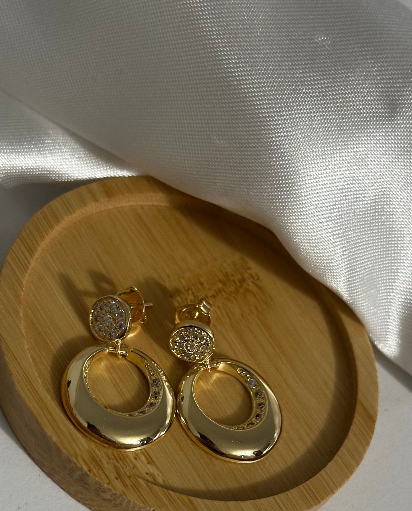 18k gold plated hoop and zirconia earring