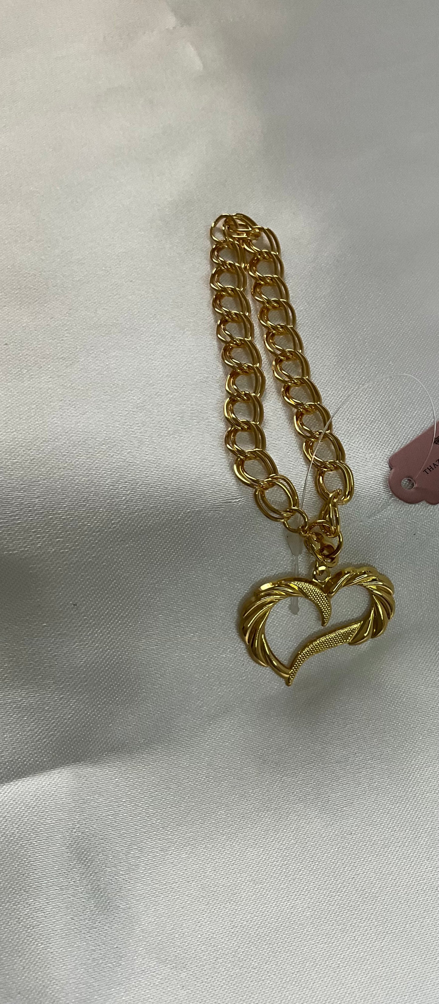 18K Gold plated bracelet with large heart pendant