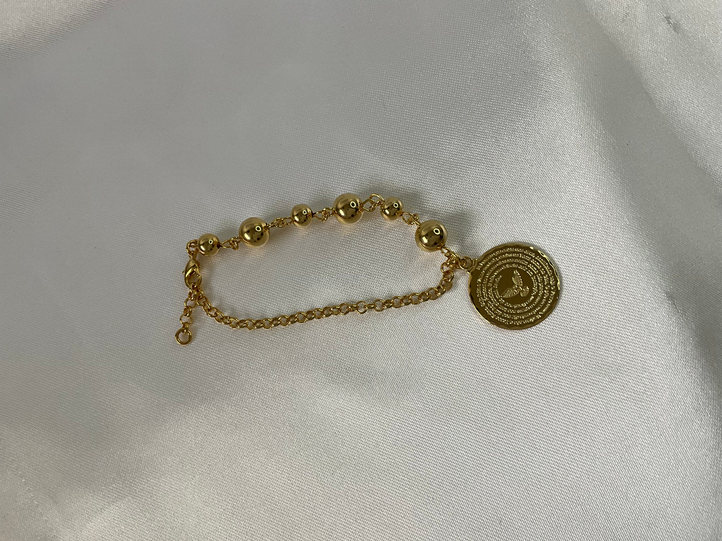 18K Gold Plated ball bracelet with peace dove pendant