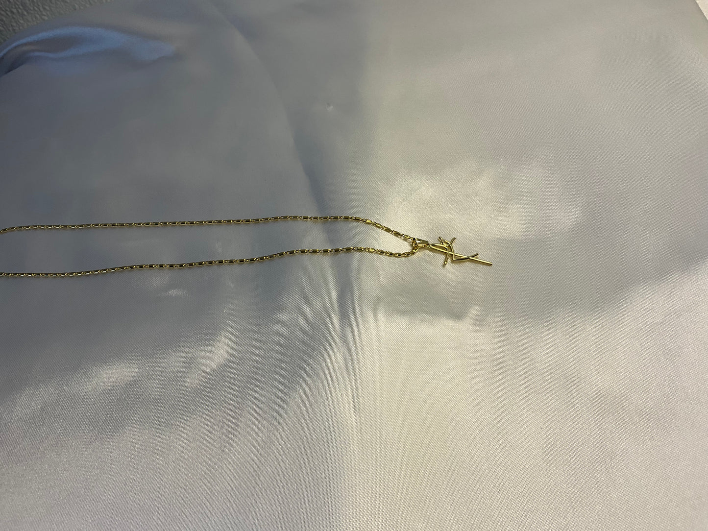 18K Gold Plated double Necklace with faith pendant